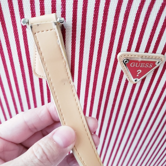Vintage Guess Red and White Striped Tote Bag - Picture 13 of 16